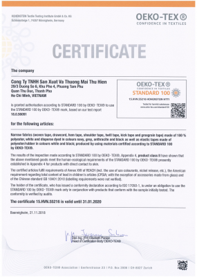 CHỨNG CHỈ OEKO-TEX 2019