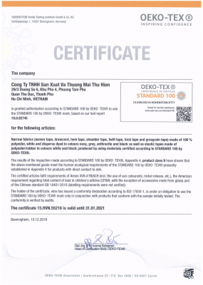 CHỨNG CHỈ OEKO-TEX 2020