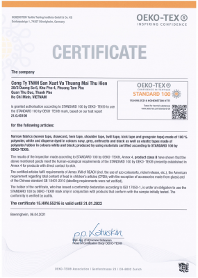 CHỨNG CHỈ OEKO-TEX 2021
